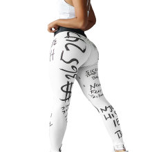 Logotipo estampado personalizado com letra soft stretch fitness moletom feminino calças de ioga leggings